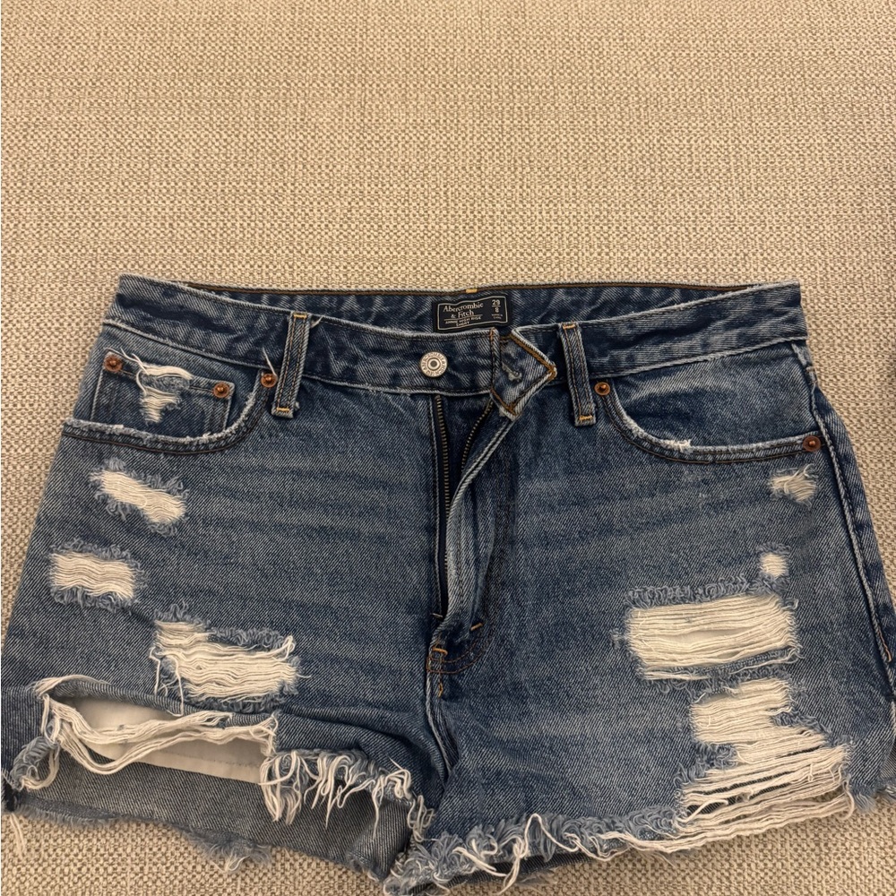 Abercrombie & Fitch Ripped Blue Jean Shorts